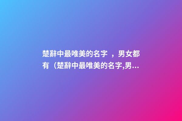 楚辭中最唯美的名字，男女都有（楚辭中最唯美的名字,男女都有什么）